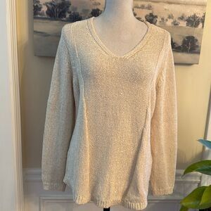Chico's Cream V-Neck Knit Sweater